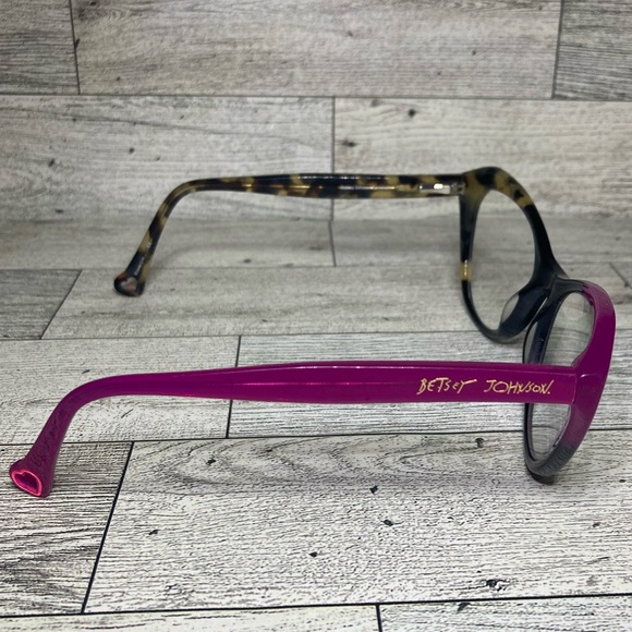 Girls Betsey Johnson Eyeglass Frames Pink Hearts Cheetah Kids Blissful Eyewear - Picture 3 of 7